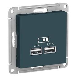 Розетка USB ATLAS DESIGN 5В 1порт х 2.1А 2порта х 1.05А изумруд Schneider Electric, ATN000833