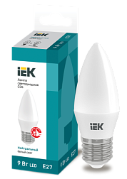 Лампа светодиодная ECO C35 9Вт свеча 4000К E27 230В IEK LLE-C35-9-230-40-E27