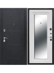 Дверь металлическая Гарда Серебро 860х2050мм L 1,2 мм зеркало/белый ясень/фацет