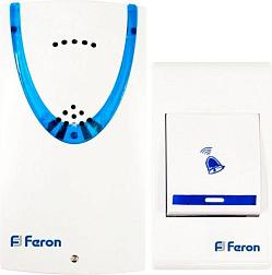 Звонок беспроводной E-222 32 мелодии 100м с кнопкой IP20 белый/синий; Feron, 23678