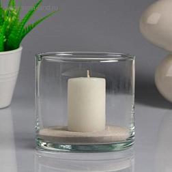 Ваза-цилиндр 10,7×10 см стекло белая свеча Труба; С-Л, 4534517