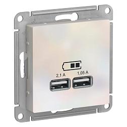 Розетка USB ATLAS DESIGN 5В 1порт х 2.1А 2порта х 1.05А жемчуг Schneider Electric, ATN000433