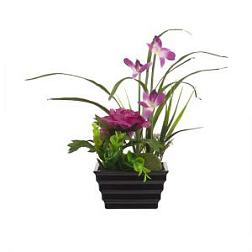 Цветок искусственный орхидеи и лютики 11,5х11,5х23 см в горшке фиолетовый; YW-23
