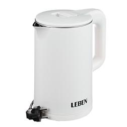 Чайник электрический 1,7 л дисковый 1850 Вт пластик корпус белый; Leben, 291-040