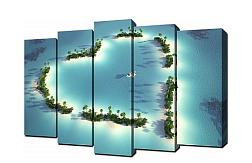 Картина 5-модульная канвас Остров 80х25/71х25/2х63х25см(125х80см) голубой; TL-PM0004