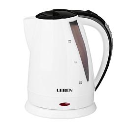 Чайник электрический 1,8 л дисковый 1500 Вт пластик корпус белый; Leben, 291-083